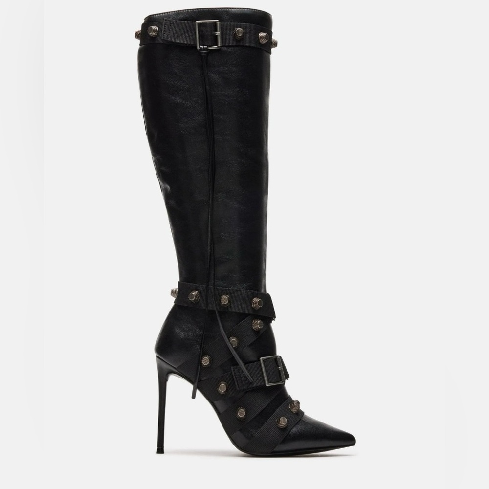 Steve Madden Black Strappy Heeled Boots